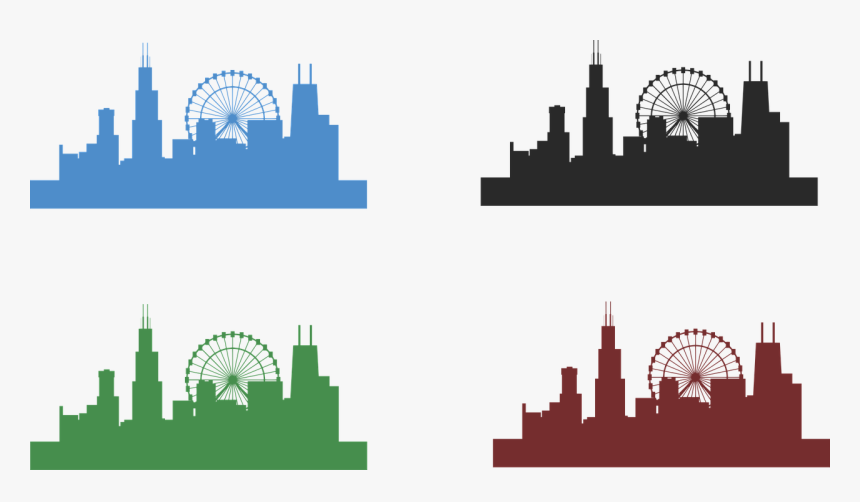 Chicago Png Clipart - Chicago Skyline With Ferris Wheel, Transparent Png, Free Download