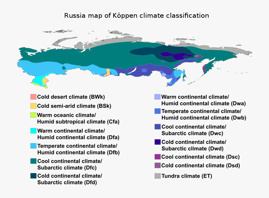 Russia Map Of Köppen Climate Classification - Koppen Climate Classification Russia, HD Png Download, Free Download