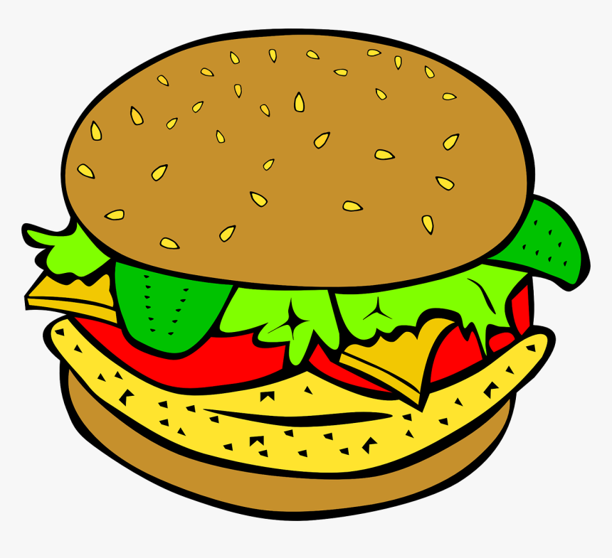 Cartoon Food Clipart Transparent - Hamburger Clipart, HD Png Download, Free Download