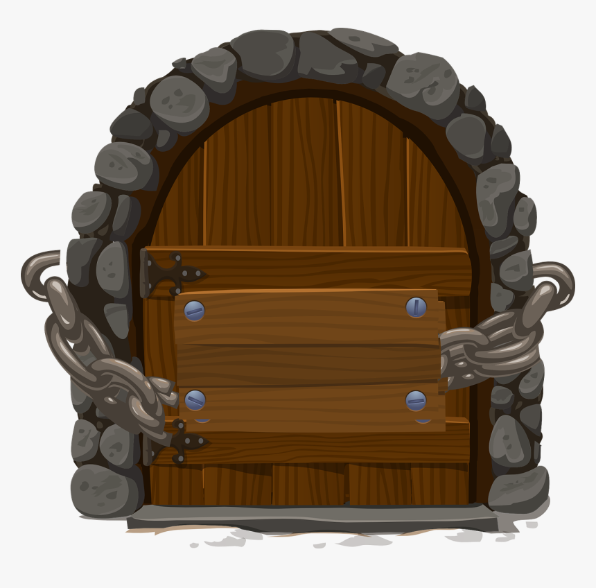 Door, Closed, Chain, Wooden, Entrance, Doorway, Massive - Wood Door Cartoon Png, Transparent Png, Free Download