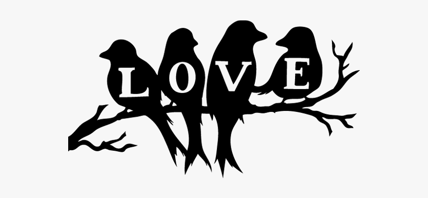 4 Birds On A Branch Silhouette, HD Png Download, Free Download