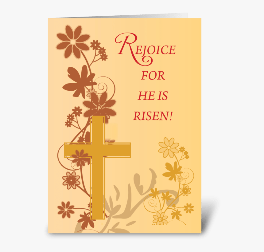 Rejoice Easter Cross, Swirls, Flowers Greeting Card - Thanksgiving Cards For Mom, HD Png Download, Free Download