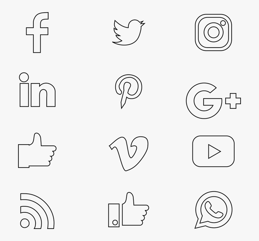 Social, Media, Thin, Social Media, Social Network - Thin Social Media Icons, HD Png Download, Free Download