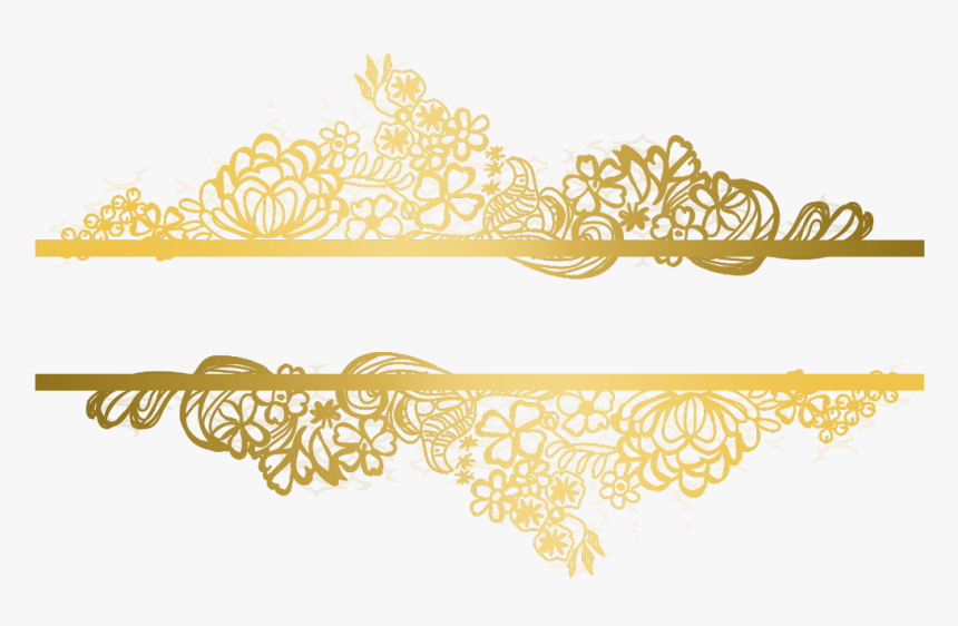 #gold #florals #flowers #swirls #divider #header #textline - Gold Lace Pattern Png, Transparent Png, Free Download