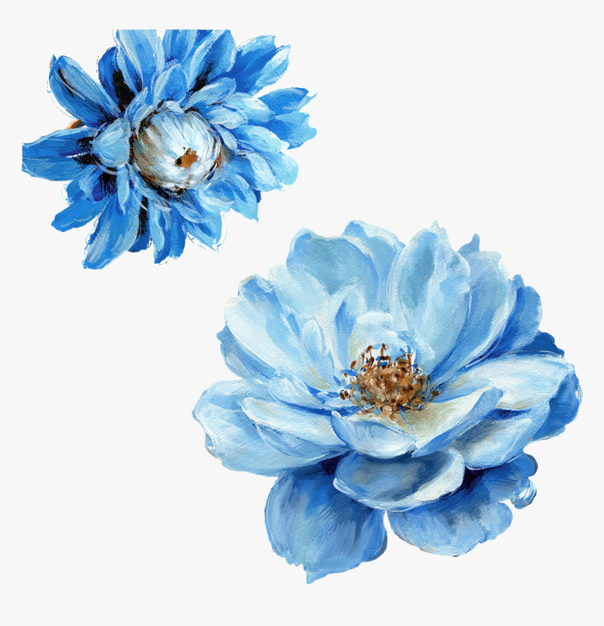 Transparent Blue Flowers Clipart - Transparent Blue Watercolor Flowers, HD Png Download, Free Download