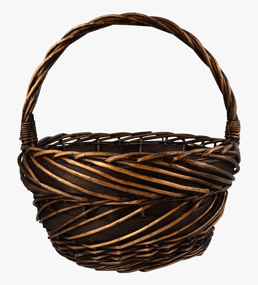 Round Wicker Basket With Handle"
 Class= - Storage Basket, HD Png Download, Free Download
