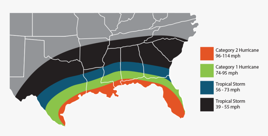 How Far Inland Do Hurricanes Go Map - White Silhouette Of United States, HD Png Download, Free Download