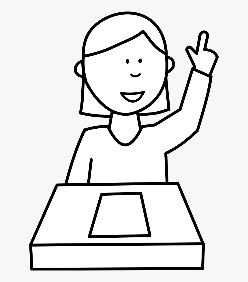 Élève Posant Une Question / Student Asking A Question - Raise Your Hand Clipart Black And White, HD Png Download, Free Download