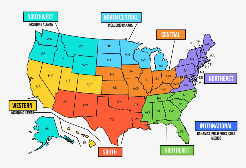 Transparent Map Of America Png - Color Coded Map Of United States, Png Download, Free Download