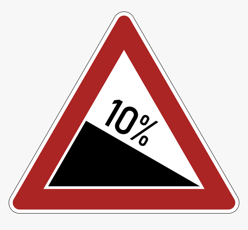 10% Slope Danger Warning Road Sign, HD Png Download, Free Download