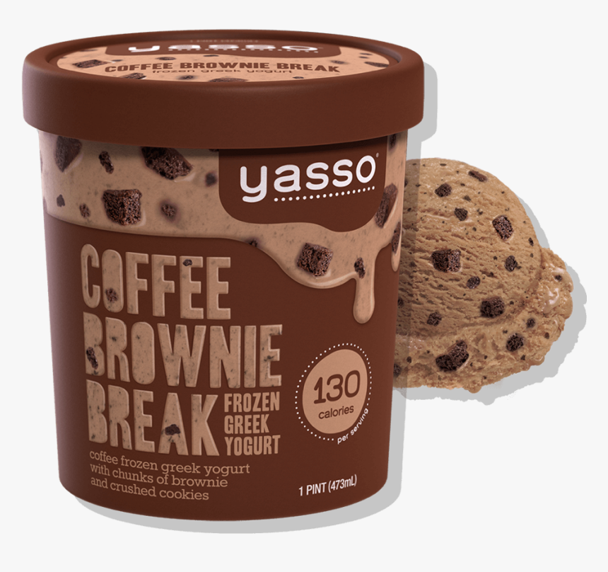 Coffee Brownie Break Pint With Scoop Of Yogurt - Yasso Coffee Brownie Break, HD Png Download, Free Download