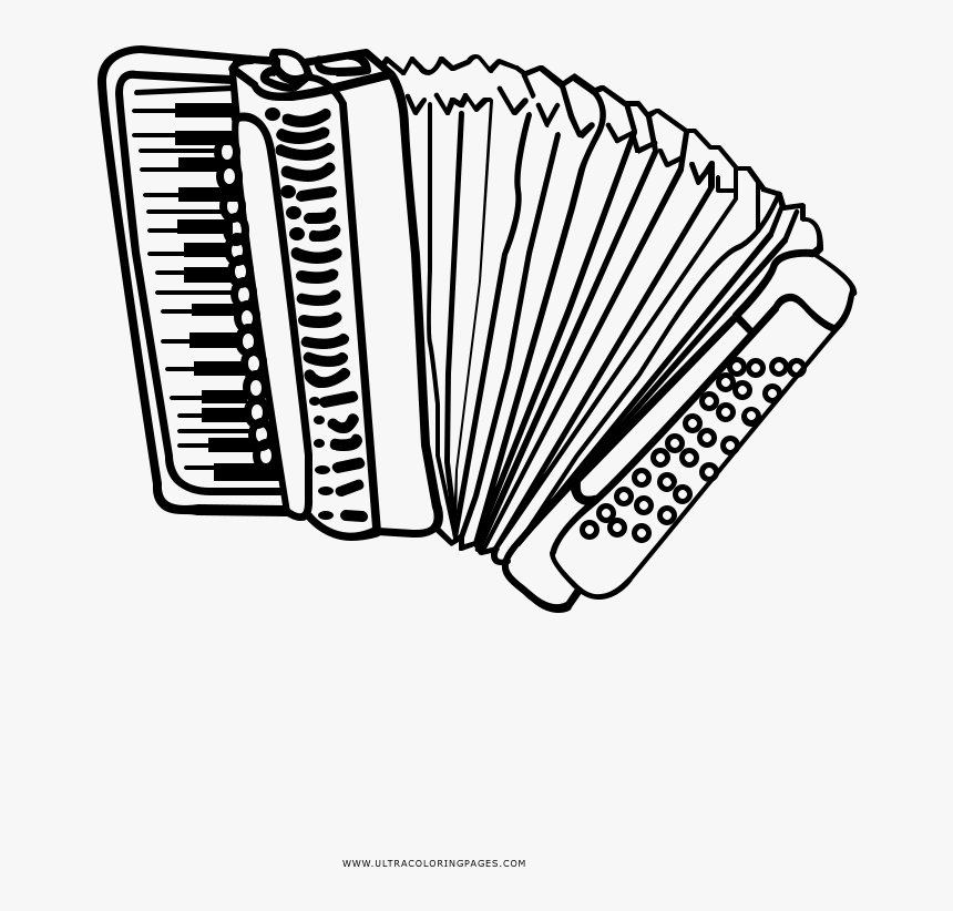 Accordion Coloring Page - Button Accordion, HD Png Download, Free Download