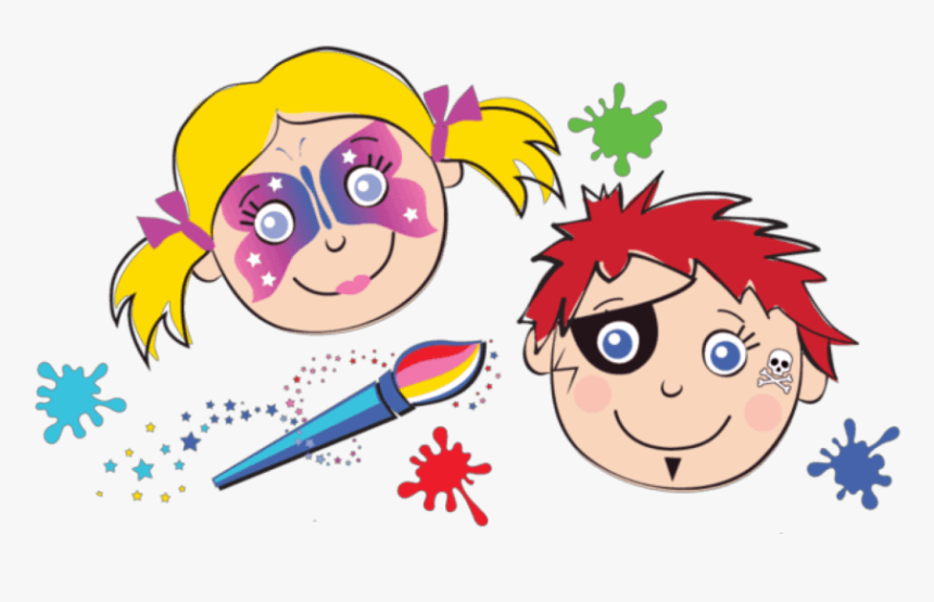 Transparent Face Paint Clipart - Clipart Cartoon Face Painting, HD Png Download, Free Download