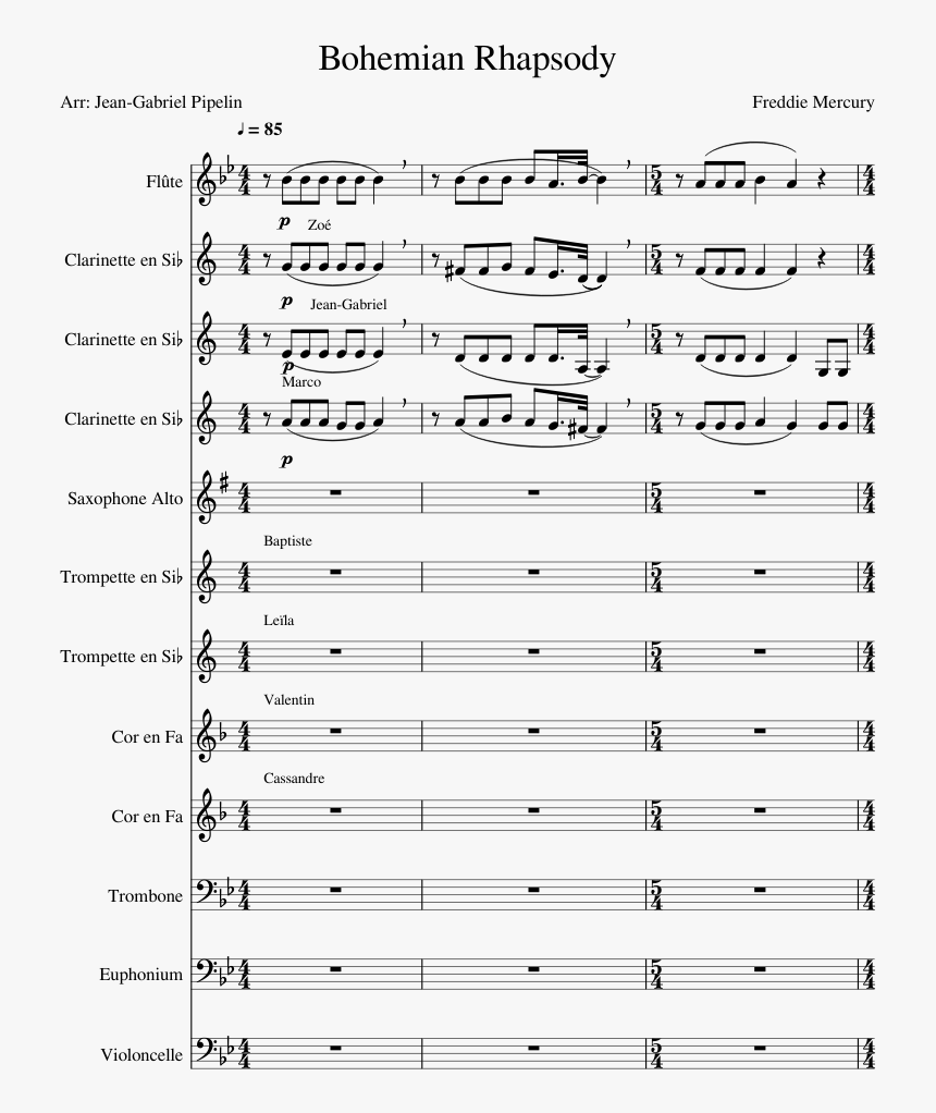 Bohemian Rhapsody Sheet Music Composed By Freddie Mercury - Piel Canela Partitura Violin, HD Png Download, Free Download