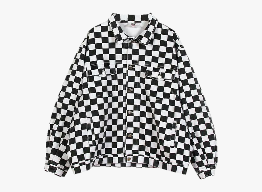 #aesthetic #png #polyvore #jacket #checkerboard #black - Checkered Jacket, Transparent Png, Free Download