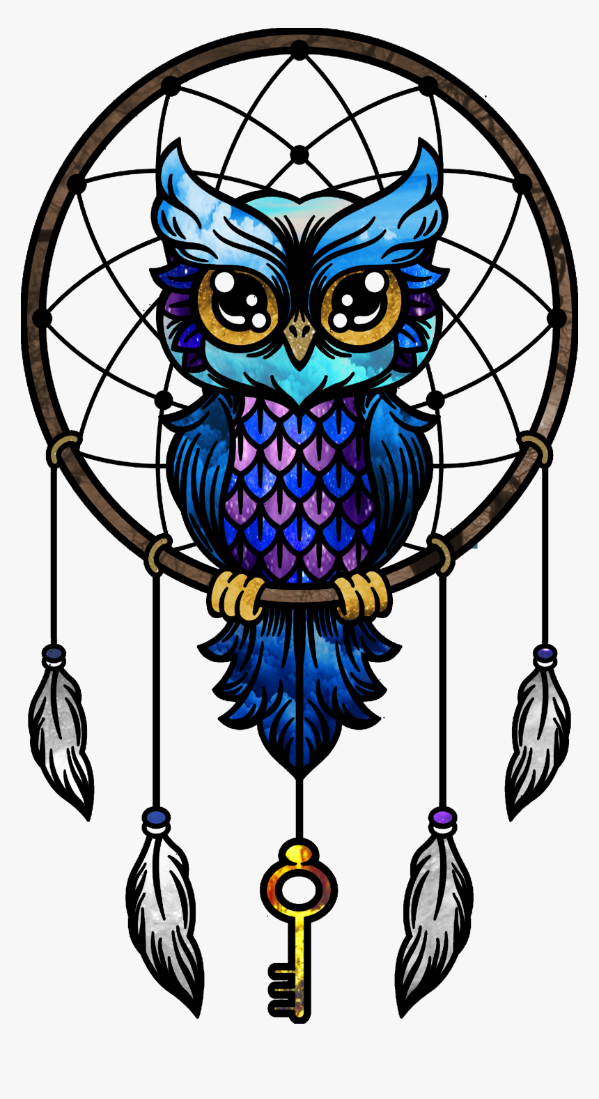 Owl Dream Catcher Colored, HD Png Download, Free Download