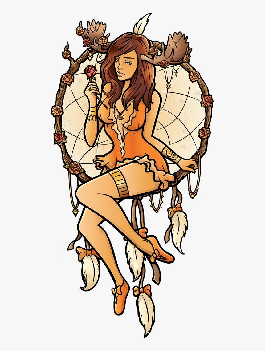 Girl Dream Catcher Art, HD Png Download, Free Download