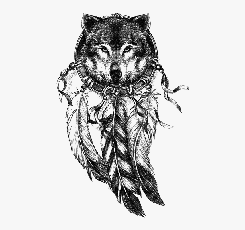 Gray Tattoo Dreamcatcher Wolf Avatar Drawing Clipart - Dream Catcher Tattoo Design, HD Png Download, Free Download