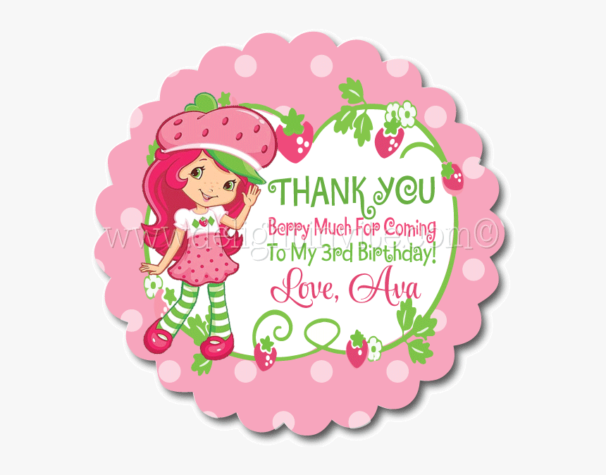 Thank You Labels For Birthday Party Png - Strawberry Shortcake Favor Tag, Transparent Png, Free Download