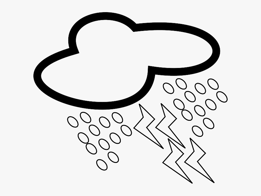 Icon, Cloud, Outline, Symbol, Lightning, Weather, Rain - Storm Clipart Black And White, HD Png Download, Free Download