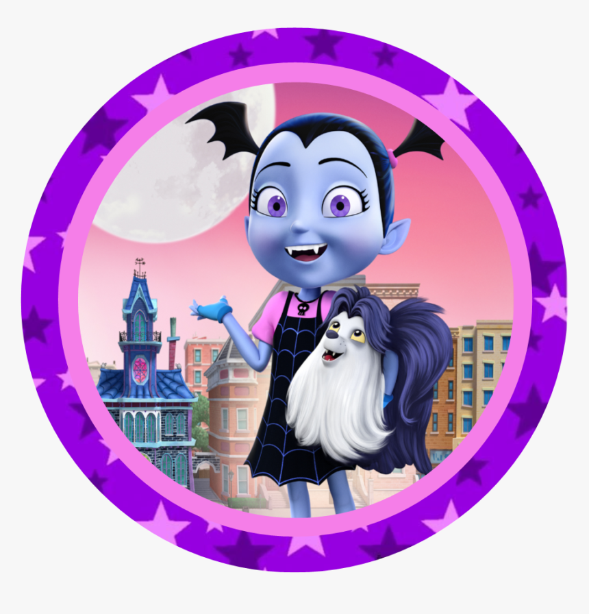 24 X 4cm Personalised Stickers Round Vampirina Colourful - Vampirina Background, HD Png Download, Free Download
