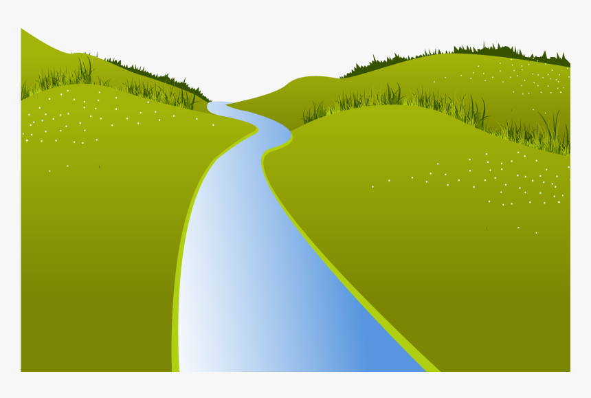River Landscape Clipart Green Meadow - Small River Png, Transparent Png, Free Download