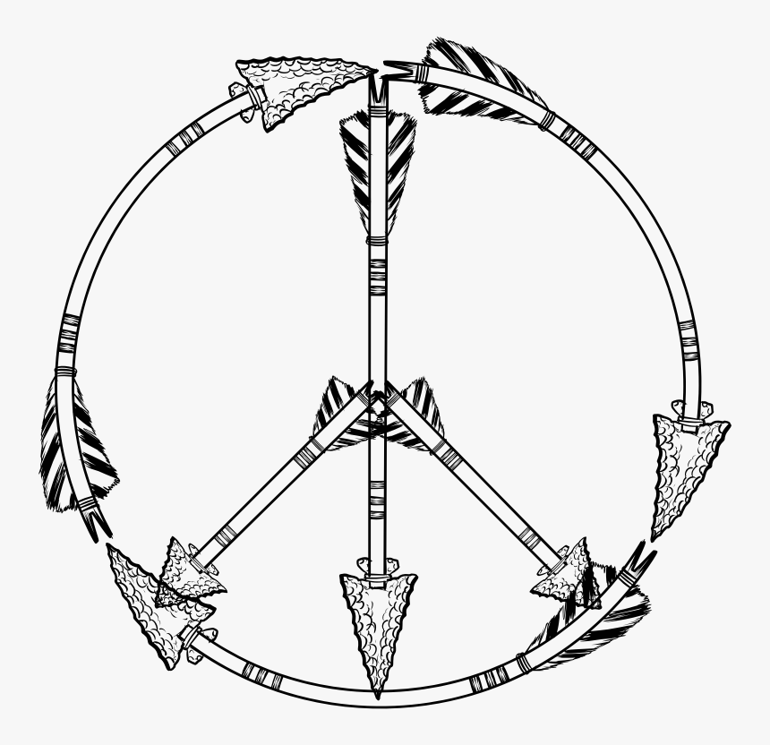 Arrow Peace Sign - Symbol Peace Sign Drawing, HD Png Download, Free Download