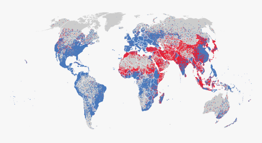 Each Blue And Red Dot On The Map Above Represents 50,000 - Vatican City Vs Russia, HD Png Download, Free Download