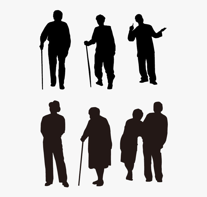 Pin By Grosu Mihaela On Silhouette People - Old Woman And Man Silhouette, HD Png Download, Free Download