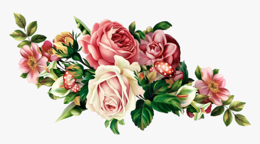 #vintage #rose #garland - Bouquet Of Roses Vintage Png, Transparent Png, Free Download