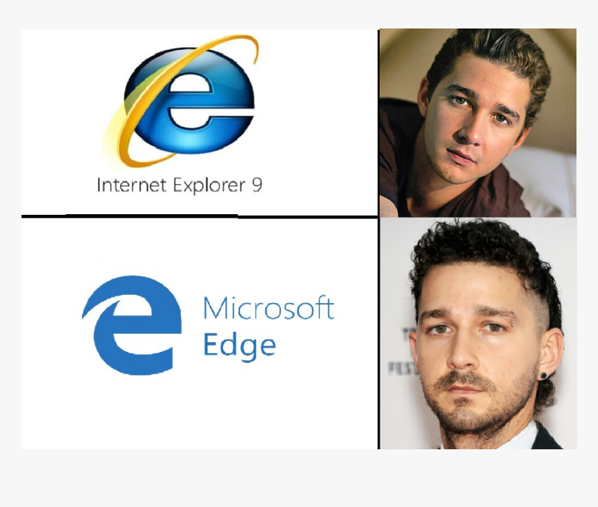 Internet Explorer 9 Microsoft Edge Face Chin Text Forehead - Microsoft Edge And Internet Explorer Meme, HD Png Download, Free Download