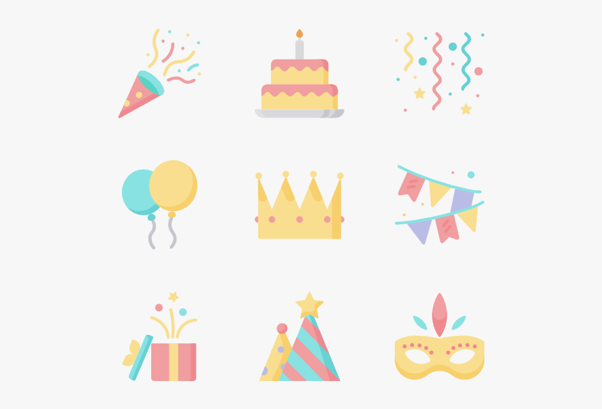 Doodles Vector Party - Birthday Icon Png Pack, Transparent Png, Free Download