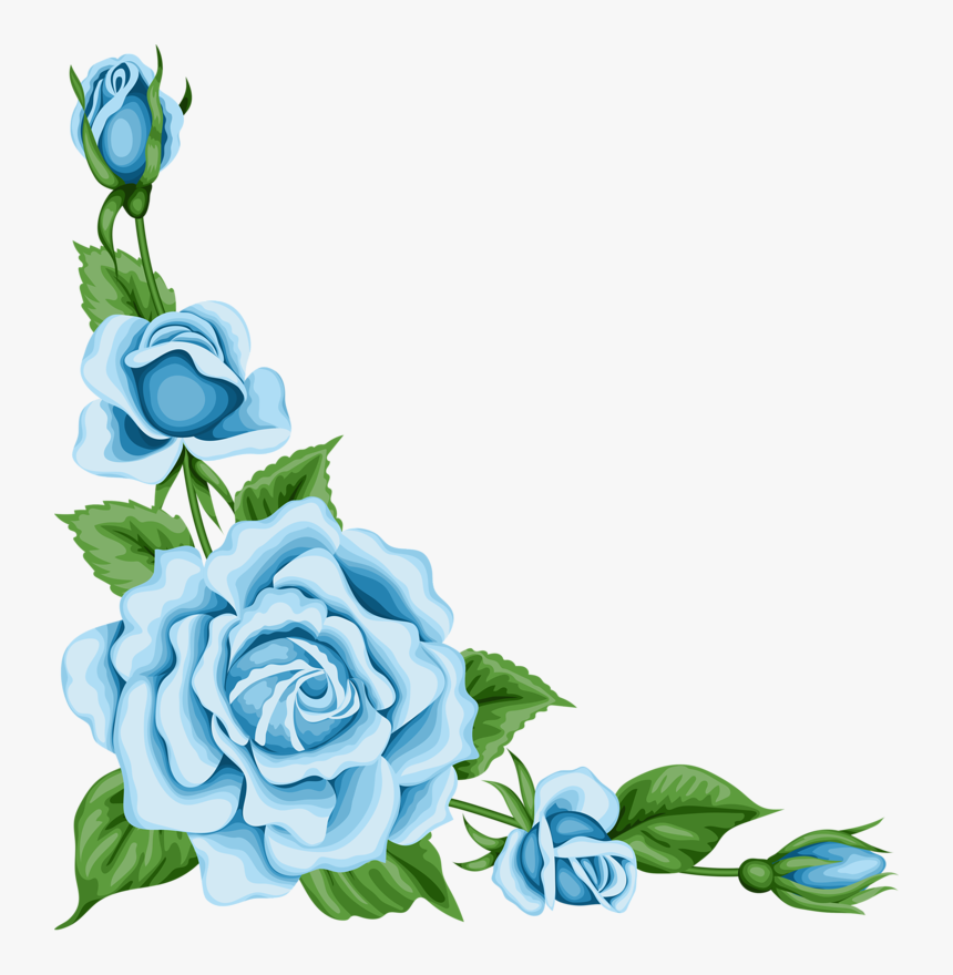Vintage Flower Card With Transparent Blue Flower Border Hd Png