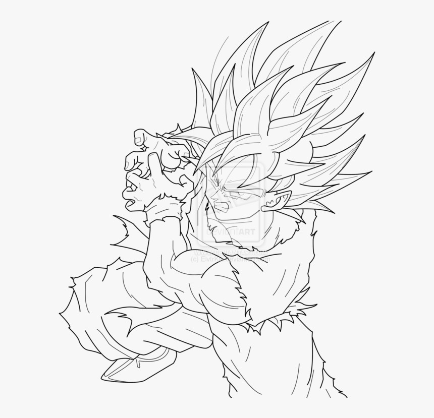 Goku Kamehameha Coloring Pages - Super Saiyan Dragon Ball Z Drawings, HD Png Download, Free Download