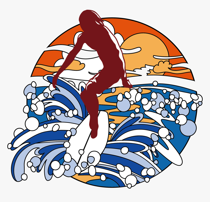 Vector Summer Beach Surf Waves Creative Woman - Surfing The Kali Yuga, HD Png Download, Free Download