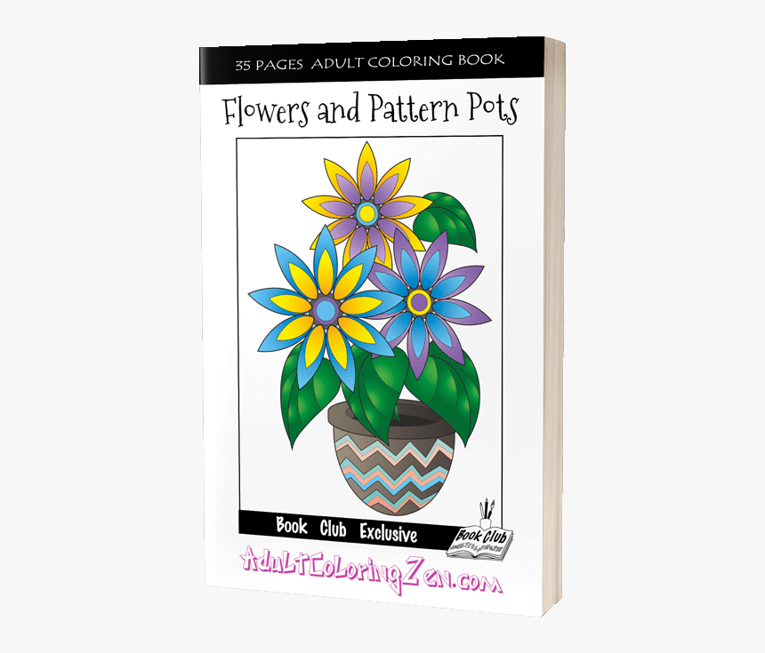 Flowers And Pattern Pots Coloring Book - Coloring Flowers Pots, HD Png Download, Free Download