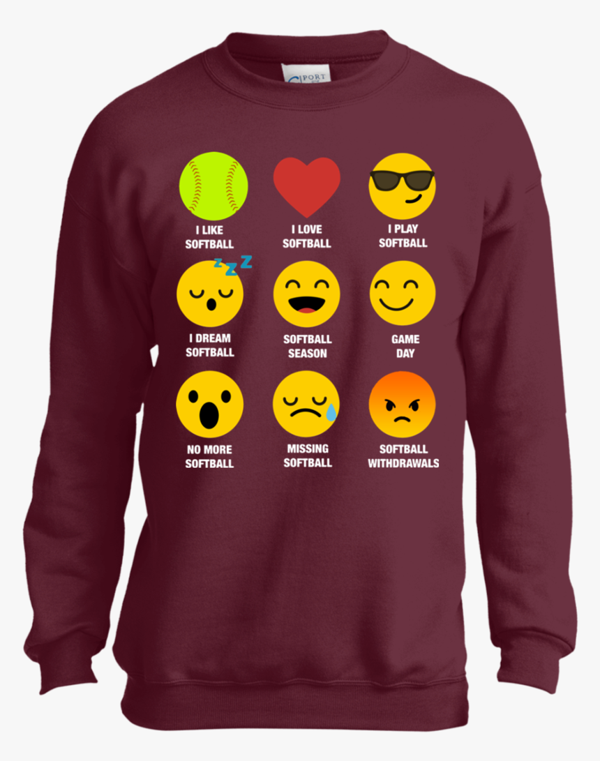 I Love Softball Emoji Emoticon Team Jersey Style Graphic - T-shirt, HD Png Download, Free Download