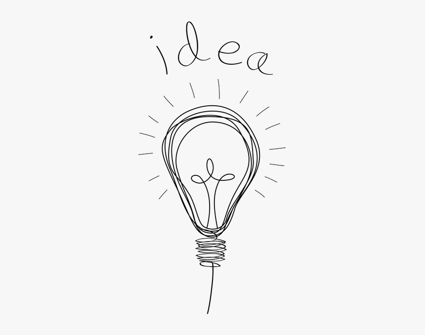 Light Bulb, Ideas, Sketch, I Think, Discovery - One Line Drawing Light Bulb, HD Png Download, Free Download