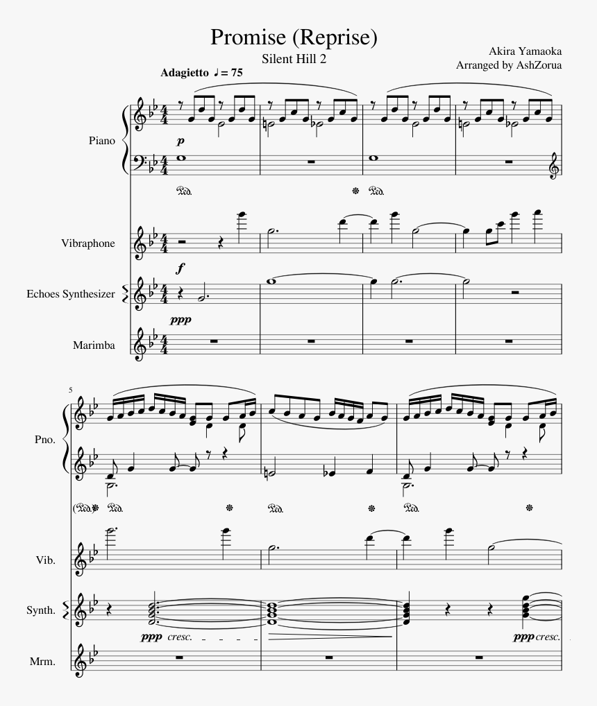 Promise Silent Hill Partitura Piano, HD Png Download, Free Download