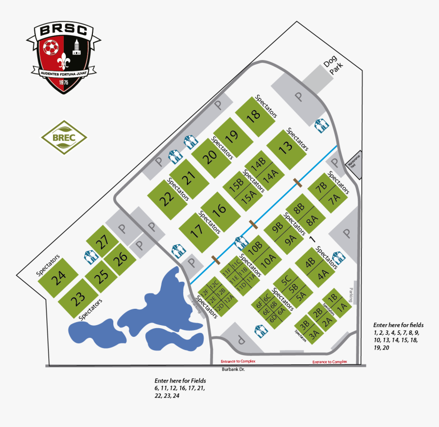 Burbank Soccer Complex Map - Brec Memorial Stadium, HD Png Download, Free Download