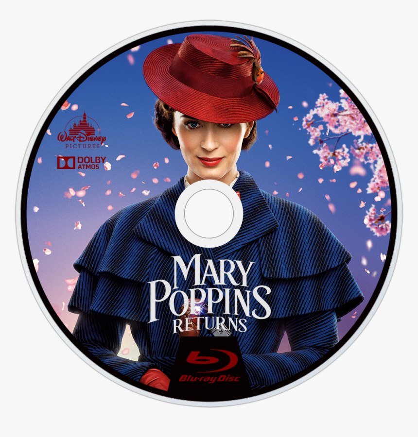 Mary Poppins Returns Bluray Disc Image - Mary Poppins Returns Dvd Disc, HD Png Download, Free Download