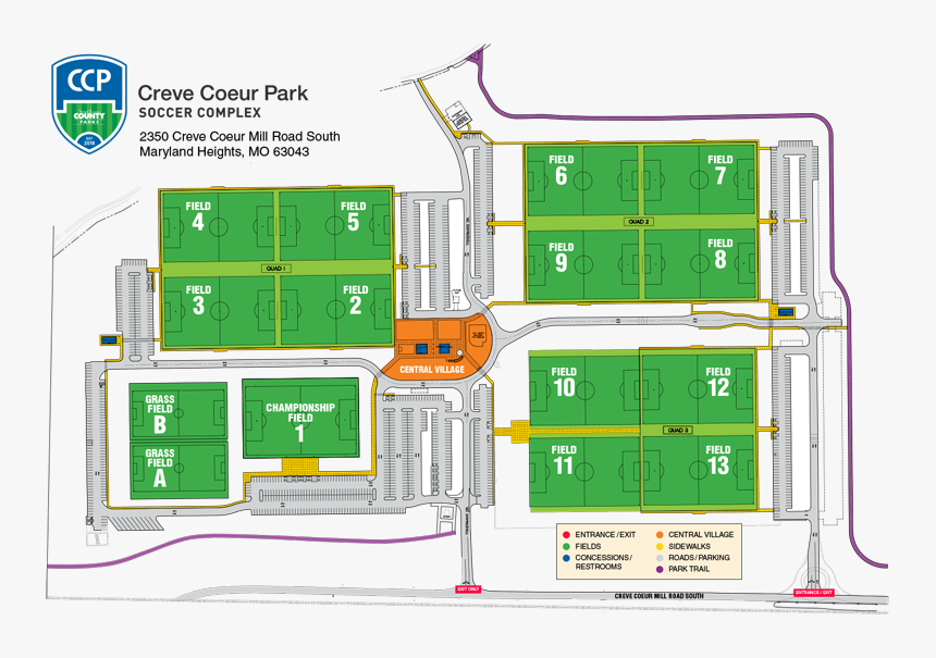 Creve Coeur Soccer Park Field Map, HD Png Download, Free Download