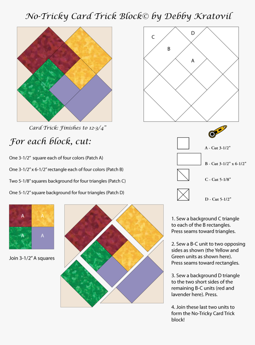 Card Trick Quilt Block 12 Inch, HD Png Download, Free Download