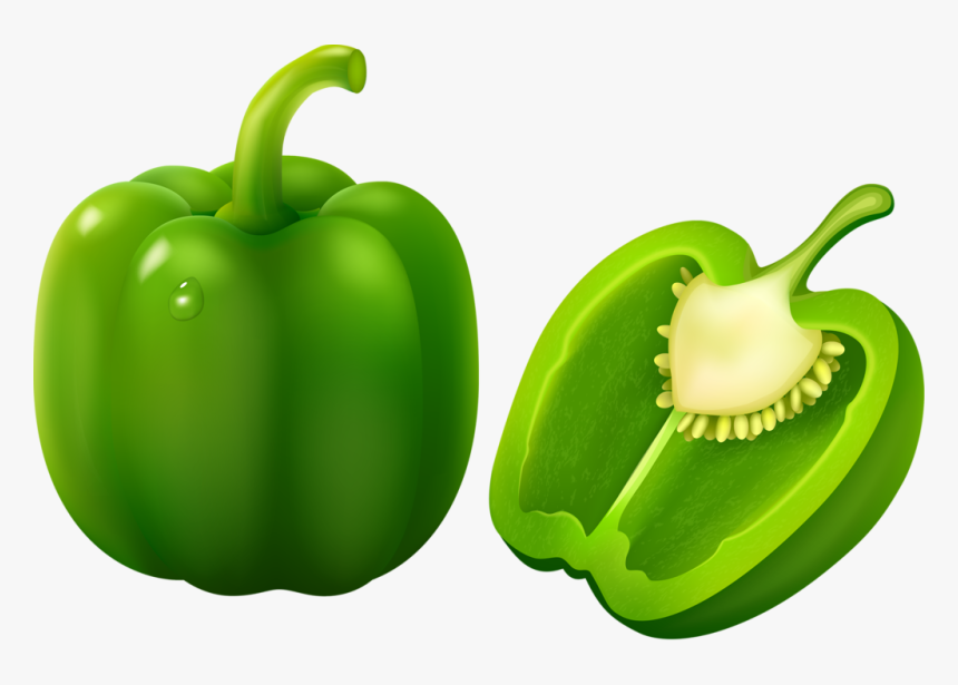 Green Bell Pepper On White Background [преобразованный] - Green Bell Pepper Clipart, HD Png Download, Free Download