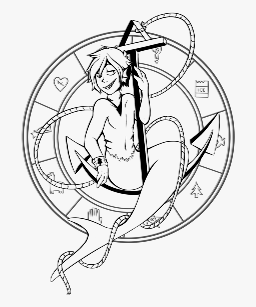 Mermaid Siren Drawing Tattoo Merman - Bill Cipher The Merman, HD Png Download, Free Download