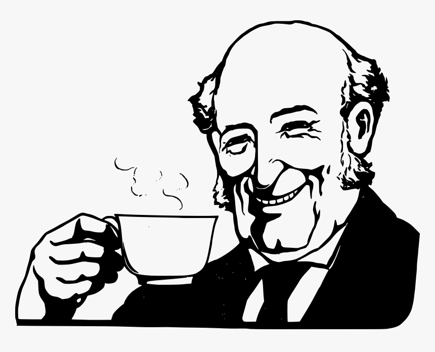 Bald Man Drinks Coffee - Drinking Coffee Clipart Png, Transparent Png, Free Download