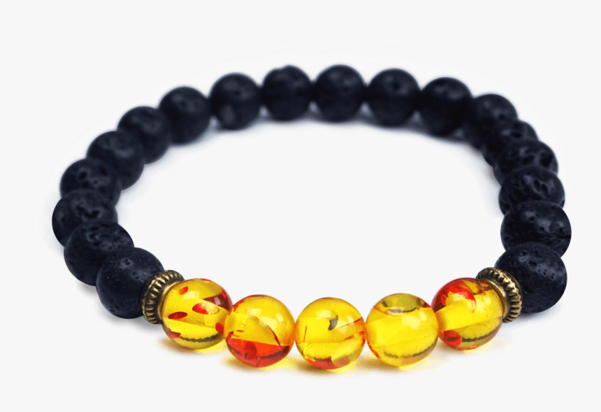 Amber Resin Chakra Beaded Bracelet - Black Beaded Bracelet Men With Gold, HD Png Download, Free Download