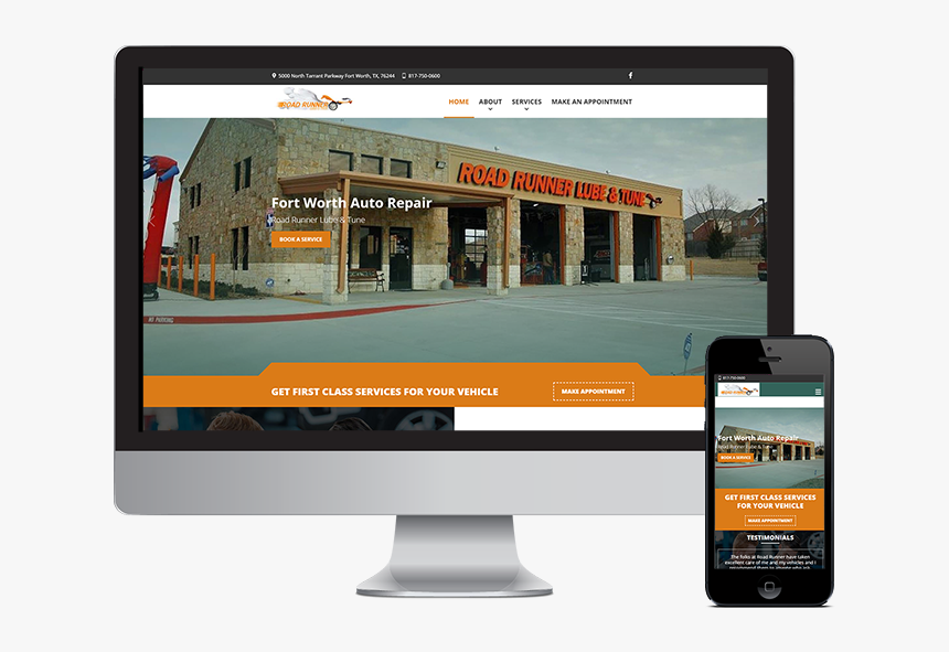 Auto Repair Website For Road Runner Lube And Tune - Custom Ecommerce, HD Png Download, Free Download