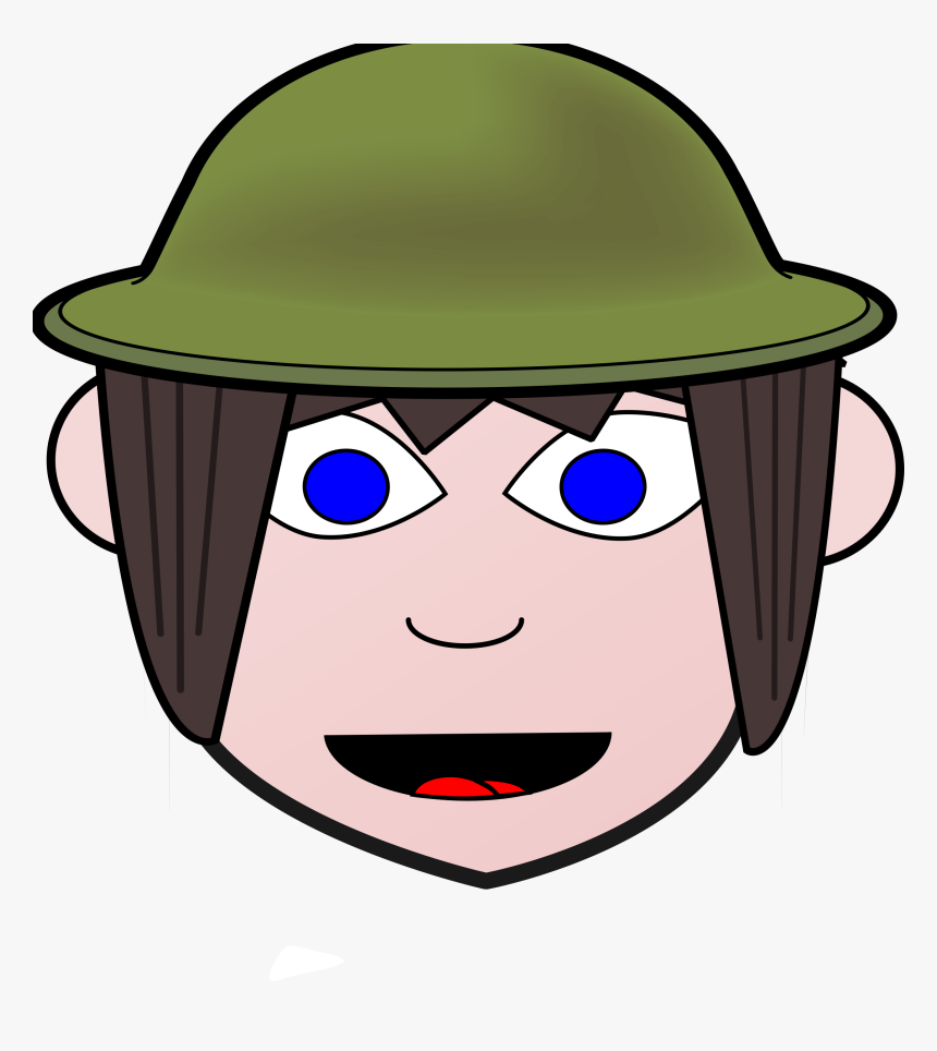 This Free Icons Png Design Of Happy Soldier Girl - Big Soldier Head Cartoon, Transparent Png, Free Download