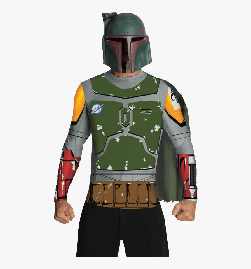 Adult Boba Fett Costume Top With Mask - Boba Fett Star Wars Costume Adult, HD Png Download, Free Download